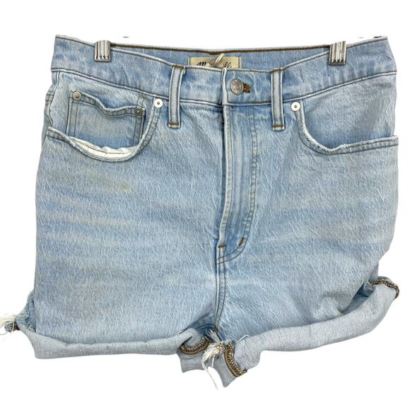 Madewell Cut Off Jean Shorts Women Size 27 Lightwash Blue Denim High Rise - Picture 1 of 12